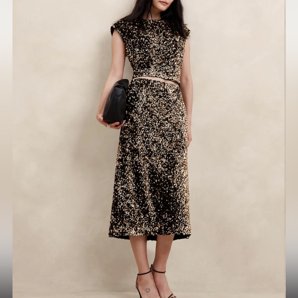 Banana Republic sequin crop and midi skirt